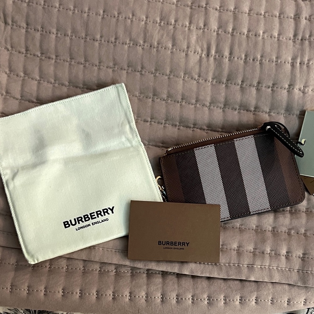 Burberry Brown and Black Striped Card Holder
